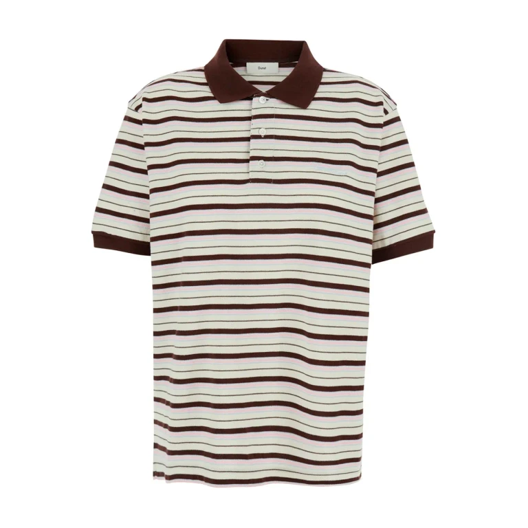 Dunst Multicolor Polo Shirt With Embroidered Logo Lettering On The Front And All-over Stripes In Cotton For Women