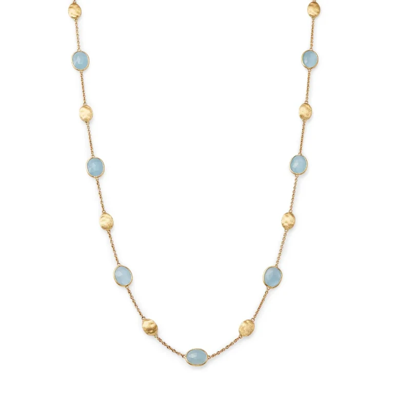 Marco Bicego 18K Yellow Gold Siviglia Aquamarine Beaded Collar Necklace, 16.5-18L