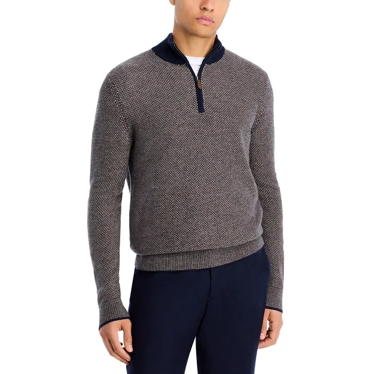 Jacquard Wool & Cashmere Quarter Zip Sweater - Exclusive