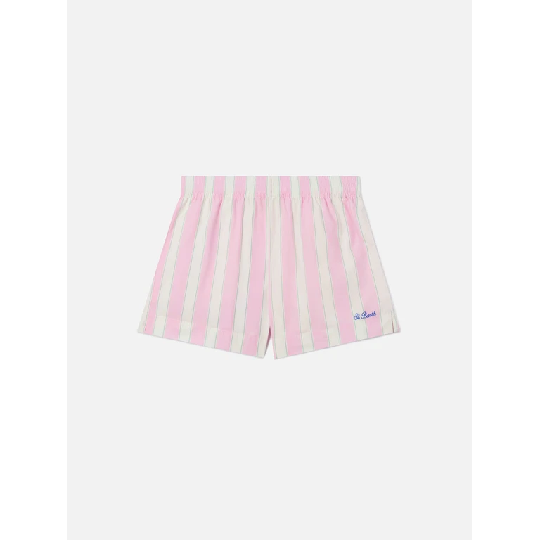 Mc2 Saint Barth Pullup Shorts Pink & Purple Ramie - Women