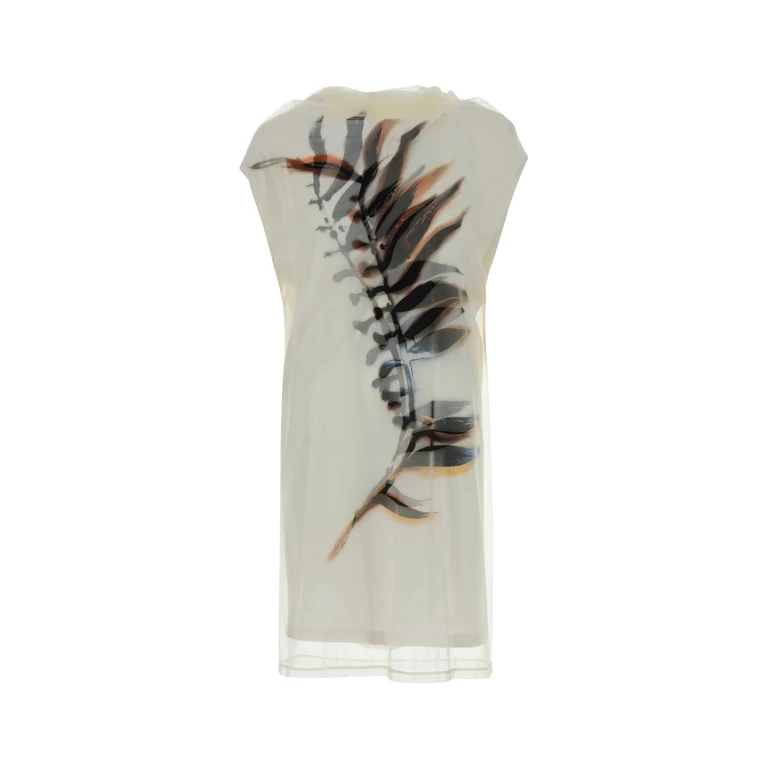 Sportmax Ivory Stretch Tulle Mela Dress Bianco Maglie - Women