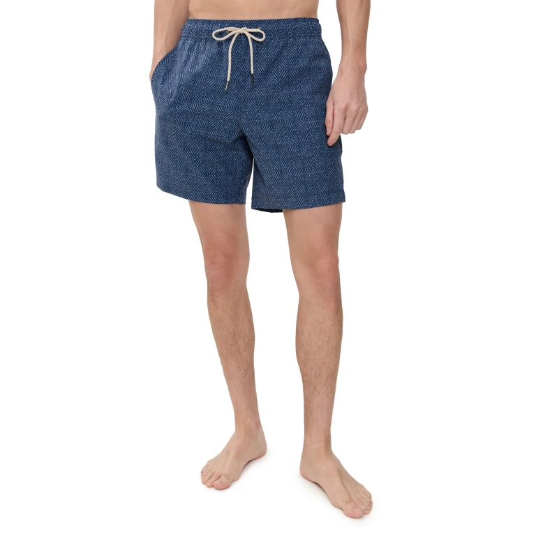 Fair Harbor The Bayberry Swim Trunks 7 Teal Sea Geo XL