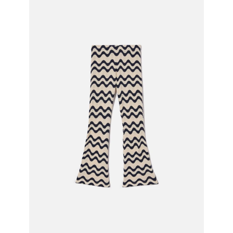 Mc2 Saint Barth Gwenda Jr Raschel Knit Pants With Blue And Ivory Wave Pattern