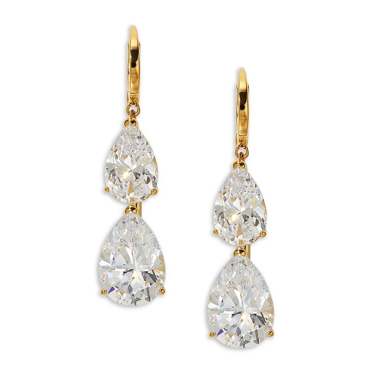 Nadri Cubic Zirconia Pear Double Drop Earrings