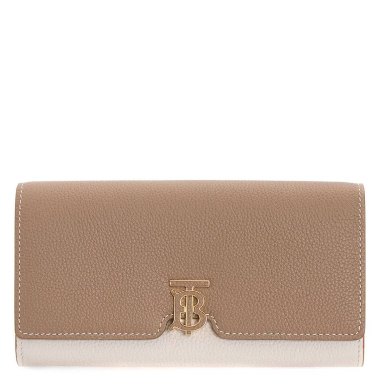 Burberry Tri-tone Grainy Leather TB Long Wallet