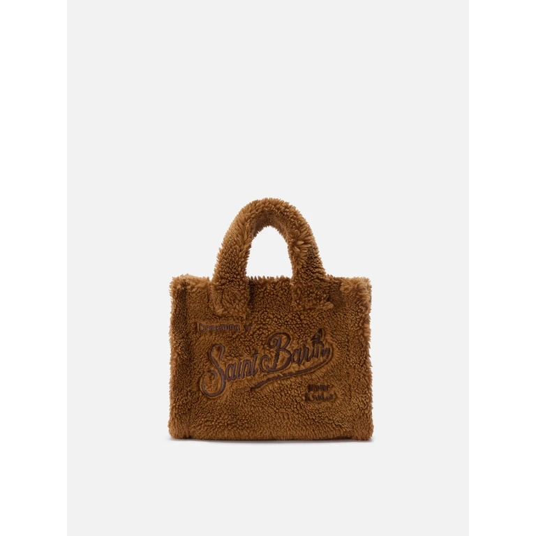 Mc2 Saint Barth Vanity Mini Teddy Handbag Brown Sherpa Bag - Unisex