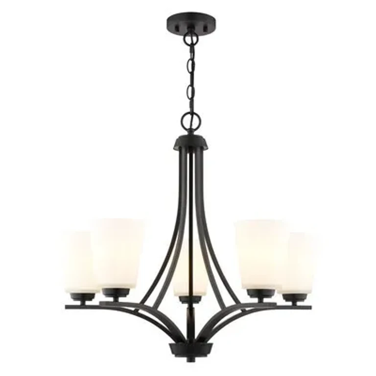 Matte Black Chandelier from the River Grove Collection