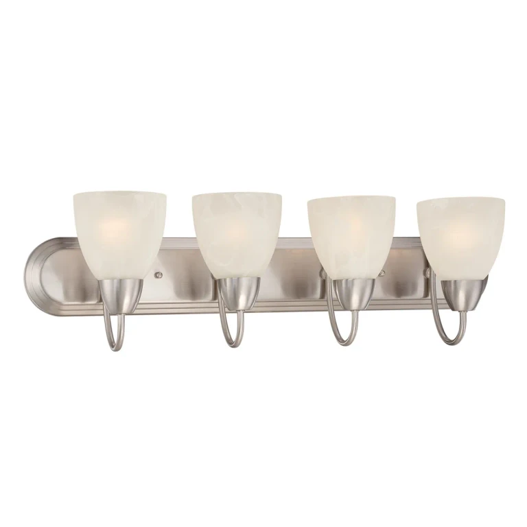 Brushed Nickel Four Light Bath Bar from the Torino Collection