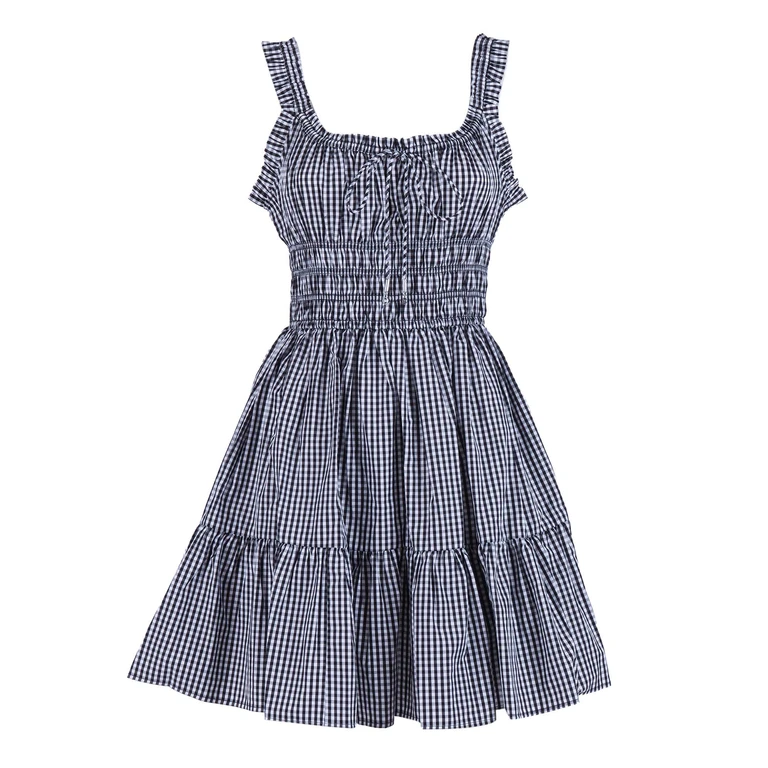 Michael Kors Gingham Mini Dress Black Cotton - Women