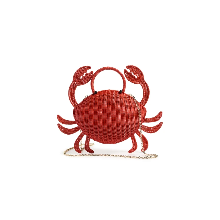 Serpui Matteo Crab Wicker Clutch Red One Size