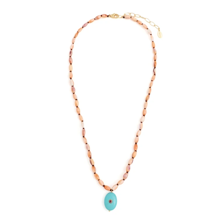 Chan Luu Turquoise Pendant Beaded Necklace Turquoise One Size