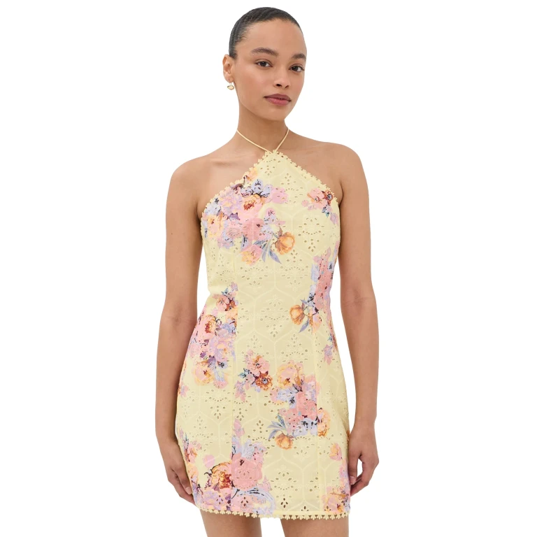 Hemant and Nandita Halterneck Mini Dress Yellow L