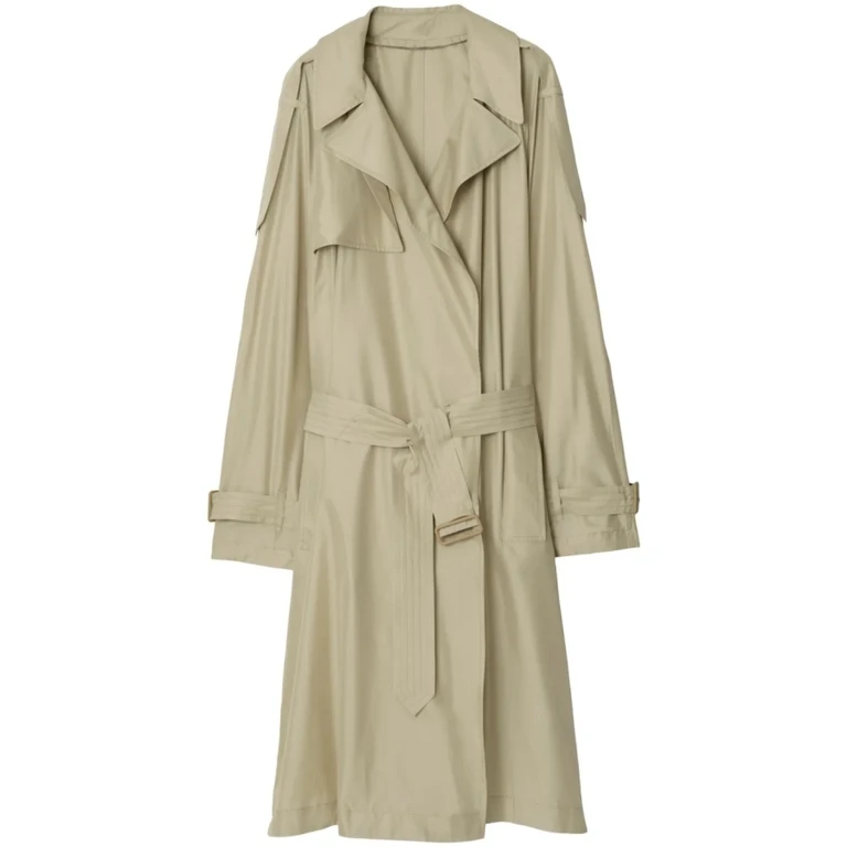 Burberry Long Silk Belted Trench Coat