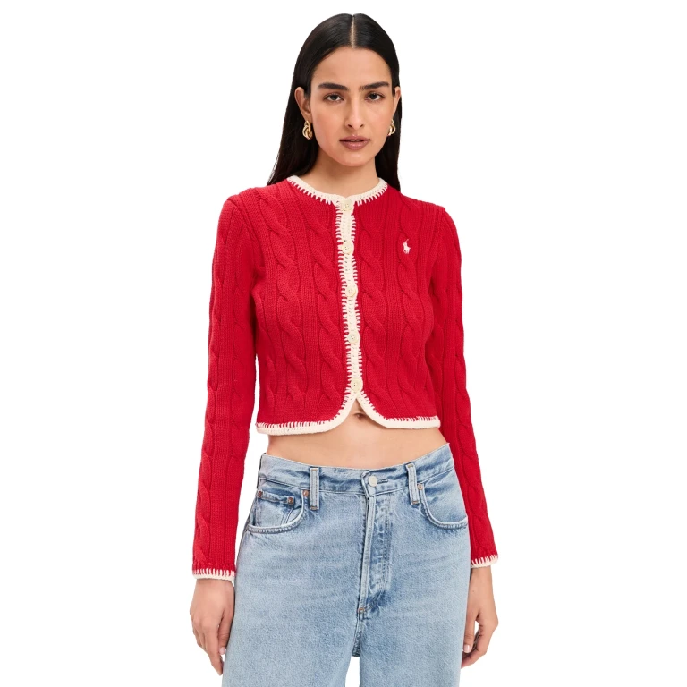 Polo Ralph Lauren Cable Knit Cardigan CRUISE RED S