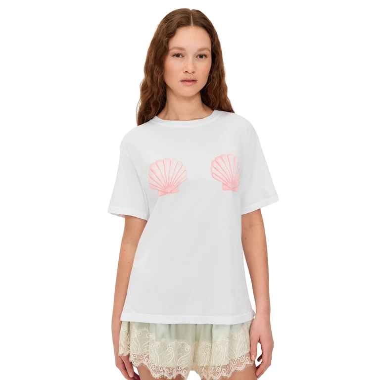 Sunny Somewhere Seashells by The Seashore Tee White M