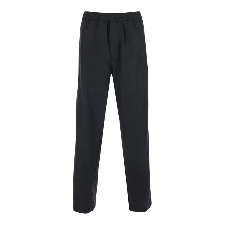 Calvin Klein Black Pants With Elastic Waist And Patch Logo On The Back In Cotton And Linen For Men