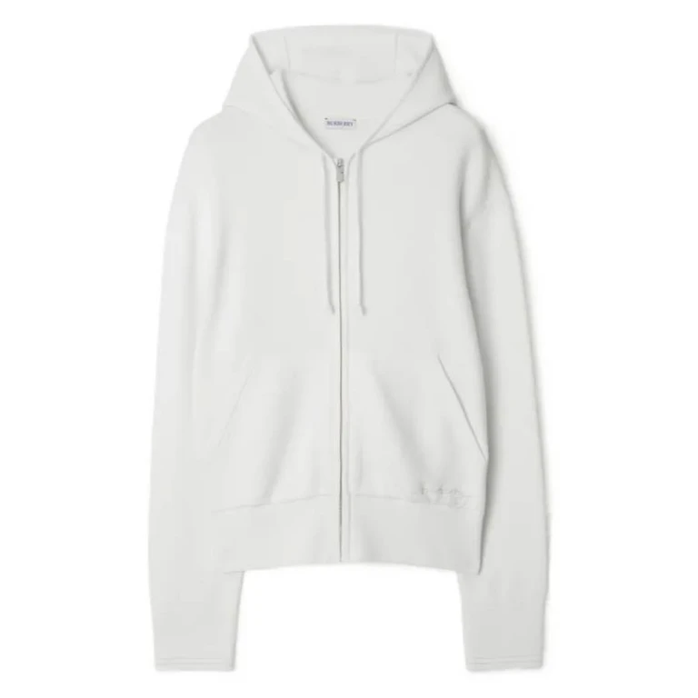 Burberry Logo Embroidered Wool-Blend Hoodie, Size Small