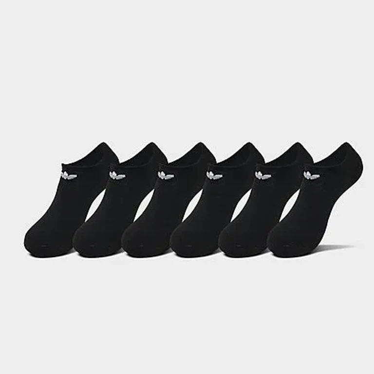 adidas Women's Originals Trefoil 2.0 No-Show Socks (6-Pack) in Black/White Size: Medium