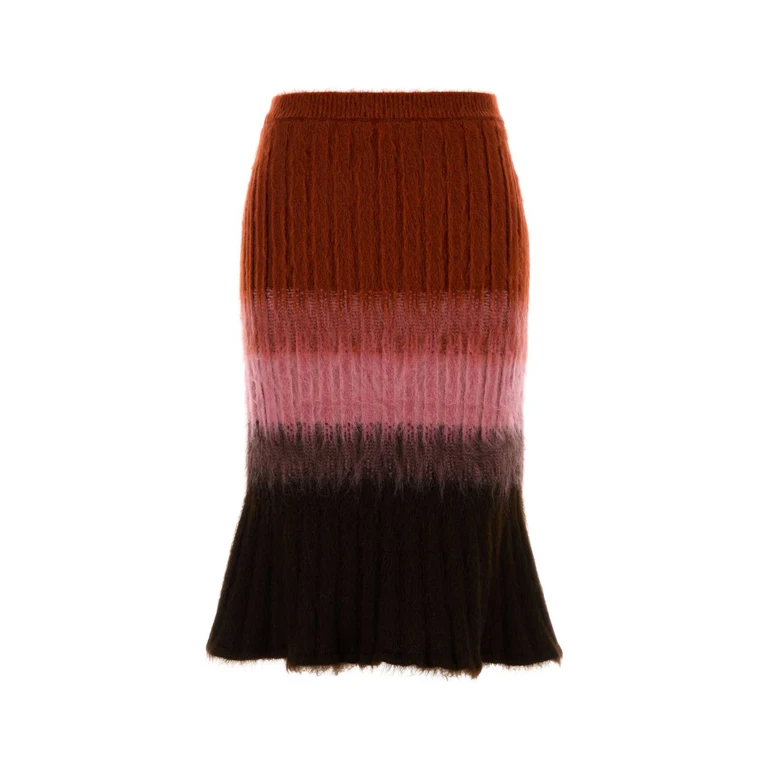 Fendi Multicolor Mohair Blend Skirt Rust+blush Gonne - Women
