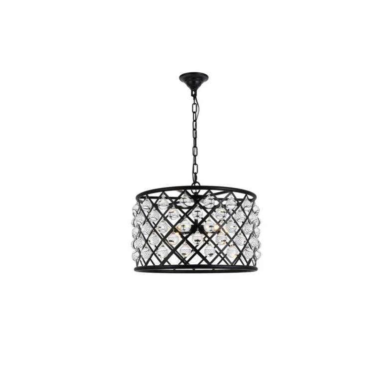 Matte Black Six Light Pendant from the Madison Collection