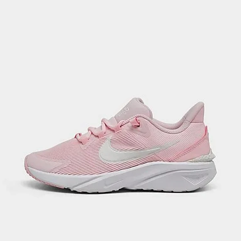 Nike Girls' Big Kids Star Runner 4 Running Shoes in Pink Foam/White/Summit White Size: 3.5