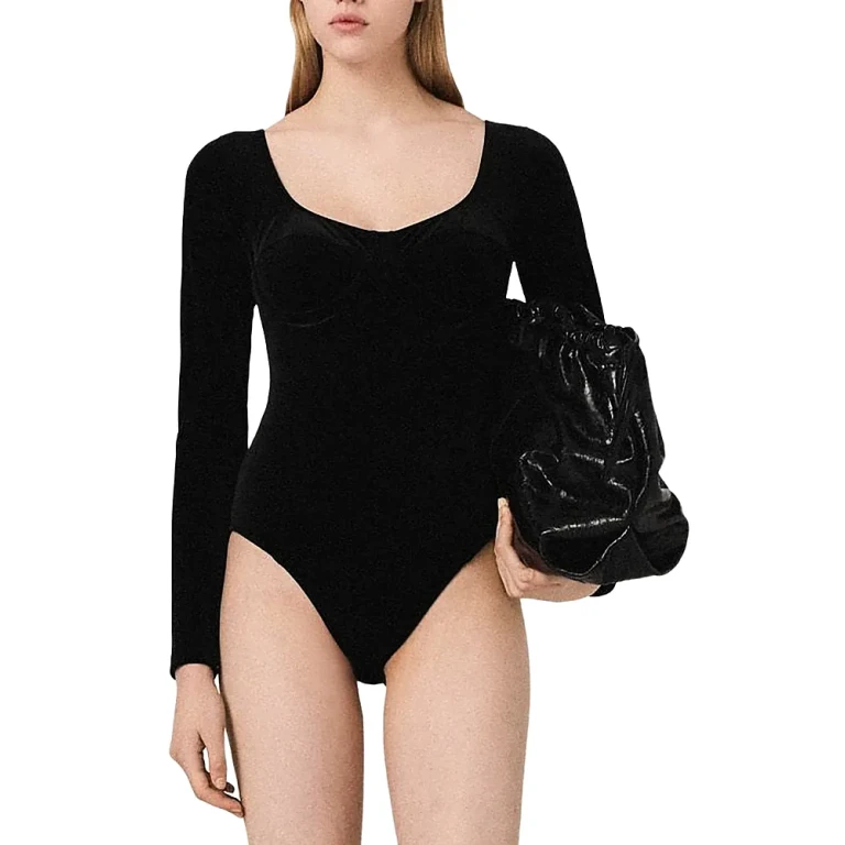Maje Tivelvet Velvet Bodysuit