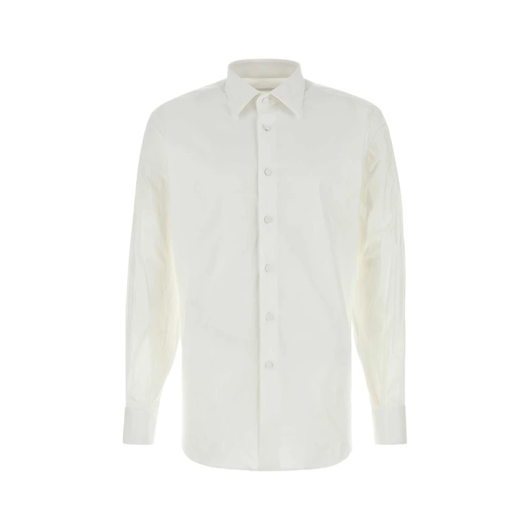 Prada White Stretch Cotton Blend Shirt Bianco Coeapoliammidericiclata Camicie - Men