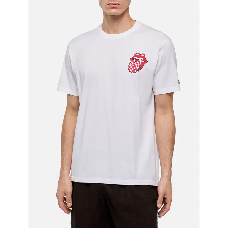 Mc2 Saint Barth Cotton T-Shirt With Rolling Stones Print The Special Edition White - Men