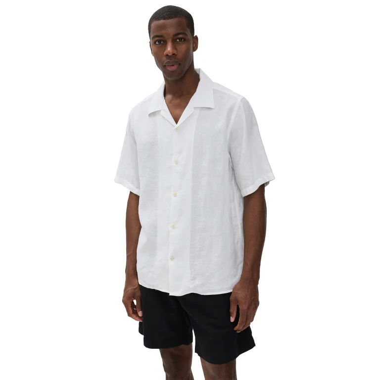 NN07 Julio Linen Camp Shirt Navy Blue S