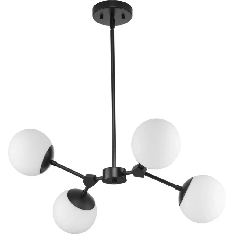 Matte Black Four Light Chandelier from the Haas Collection