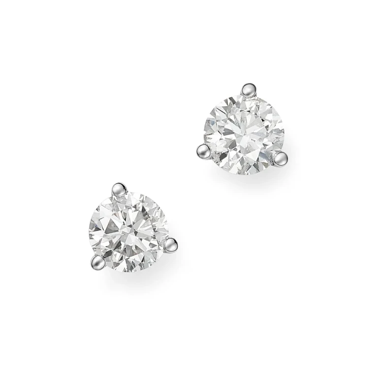 Diamond Stud Earrings in 14K White Gold, 1.20 tcw