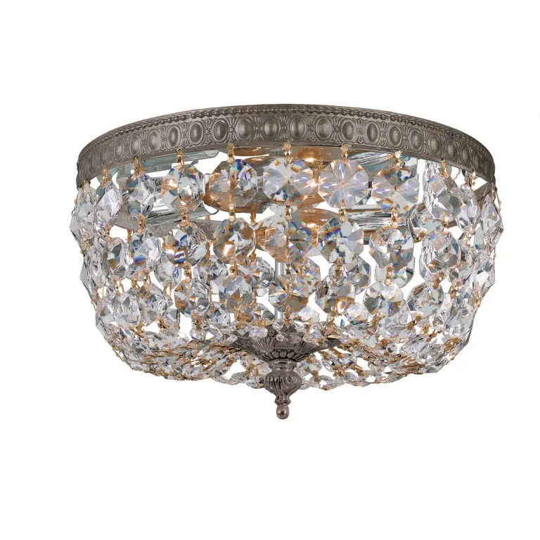 2-Light 10" Ceiling Light in English Bronze with Clear Spectra Crystals