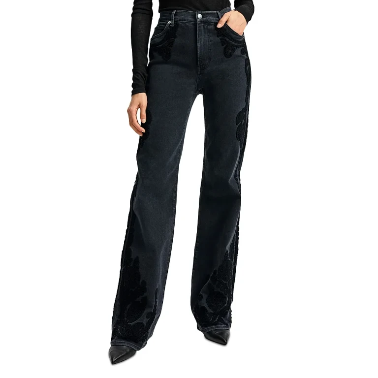 Veronica Beard Crosbie High Rise Wide Leg Jeans in Washed Onyx
