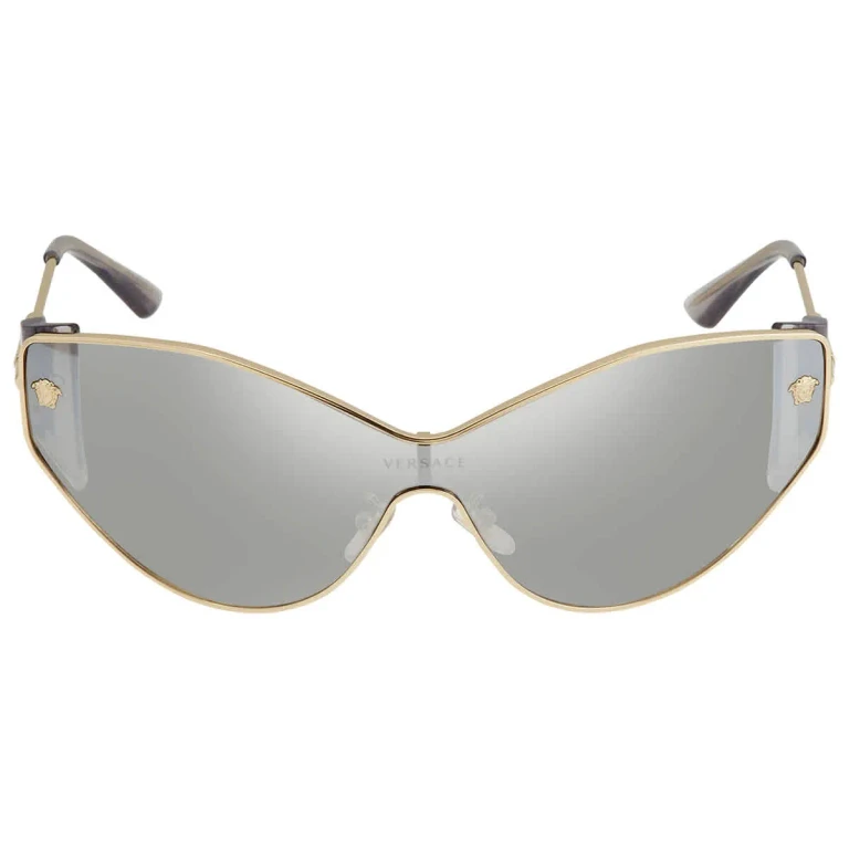 Versace Light Gray Mirrored Silver Cat Eye Ladies Sunglasses VE2239 12526G 147