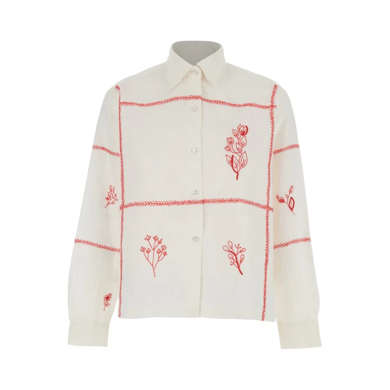 Roy Rogers Harvest Shirt With Floral Embroidery In White