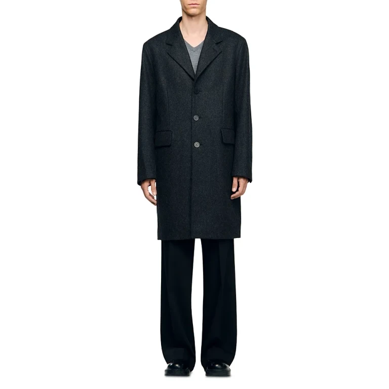 Sandro New Heather Wool Blend Broadcloth Coat