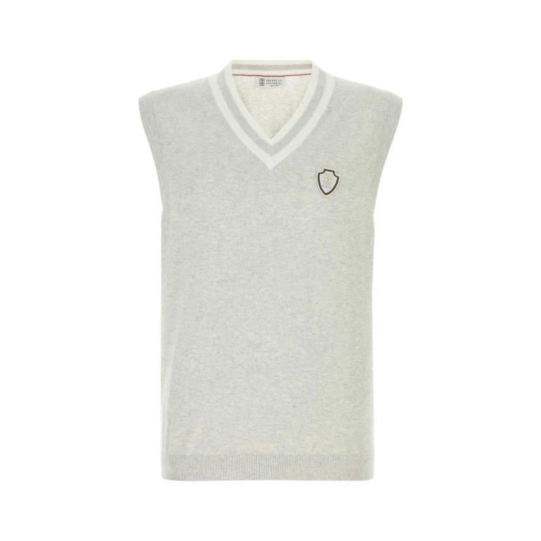 Brunello Cucinelli Light Grey Cotton Vest