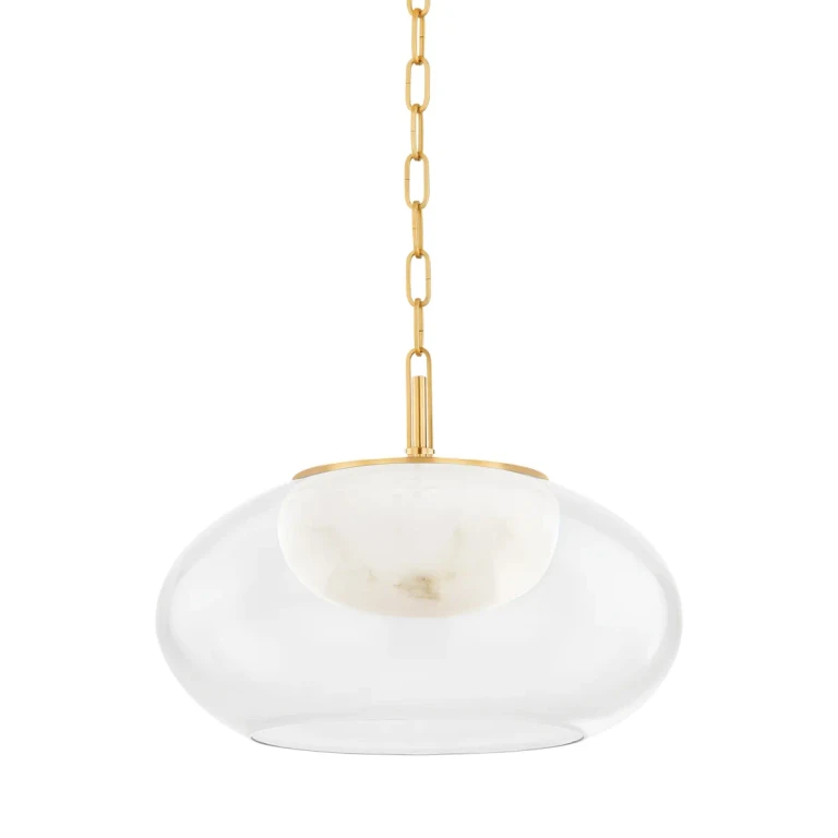 Aged Brass LED Pendant from the Moore Collection
