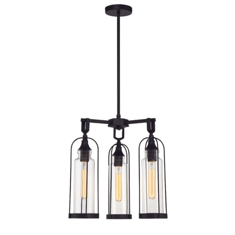Satin Black Three Light Outdoor Chandelier from the Yasmin Collection