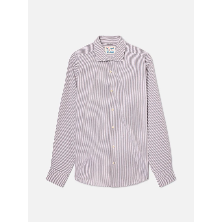 Mc2 Saint Barth Brown Striped Pamplona Shirt Seersucker - Men