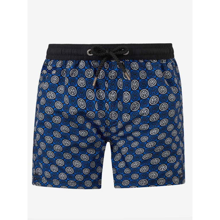 Mc2 Saint Barth Lightweight Fabric Swim Shorts Lighting With Inter Print Fc Special Edition Blue Swimshort - Men