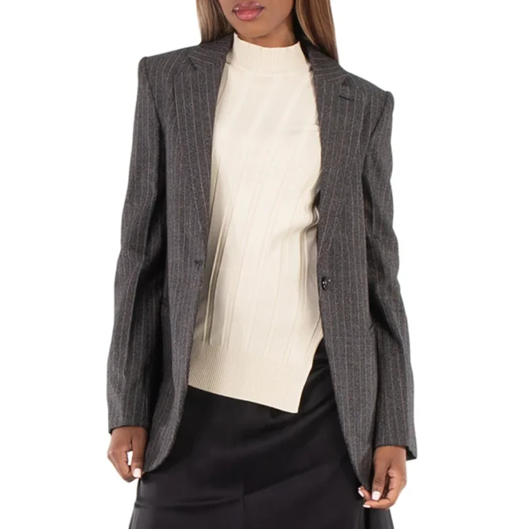 Stella McCartney Ladies Grey Pinstripe Single-Breasted Blazer