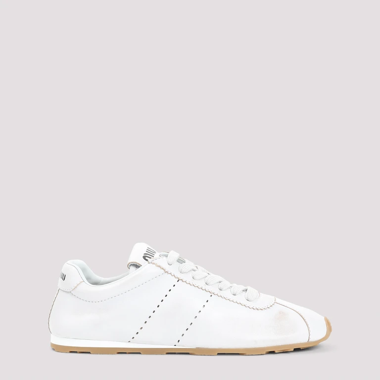 Miu Miu Leather Sneakers White Lamb - Women