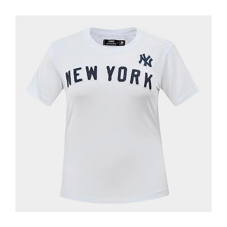 Pro Standard Women's New York Yankees MLB Classic Single Jersey Slim T-Shirt in White Size: XS