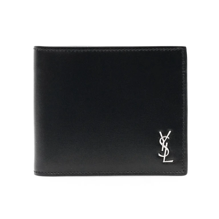 Carteira dobrável SAINT LAURENT em couro liso