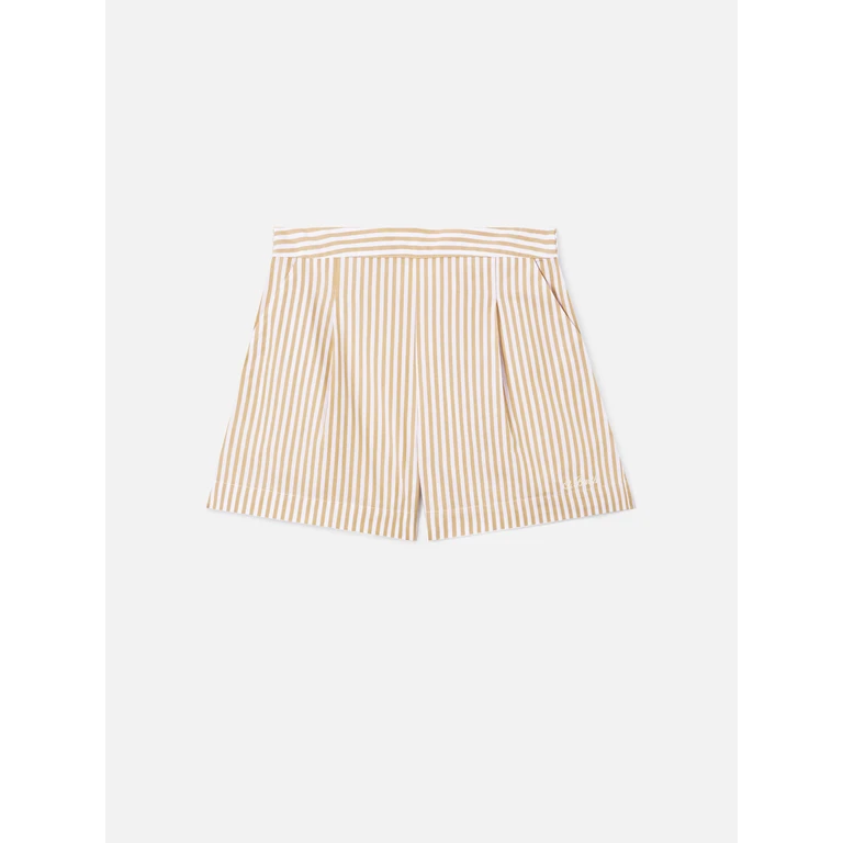 Mc2 Saint Barth Beige Striped Amani Cotton Shorts White Pant - Women