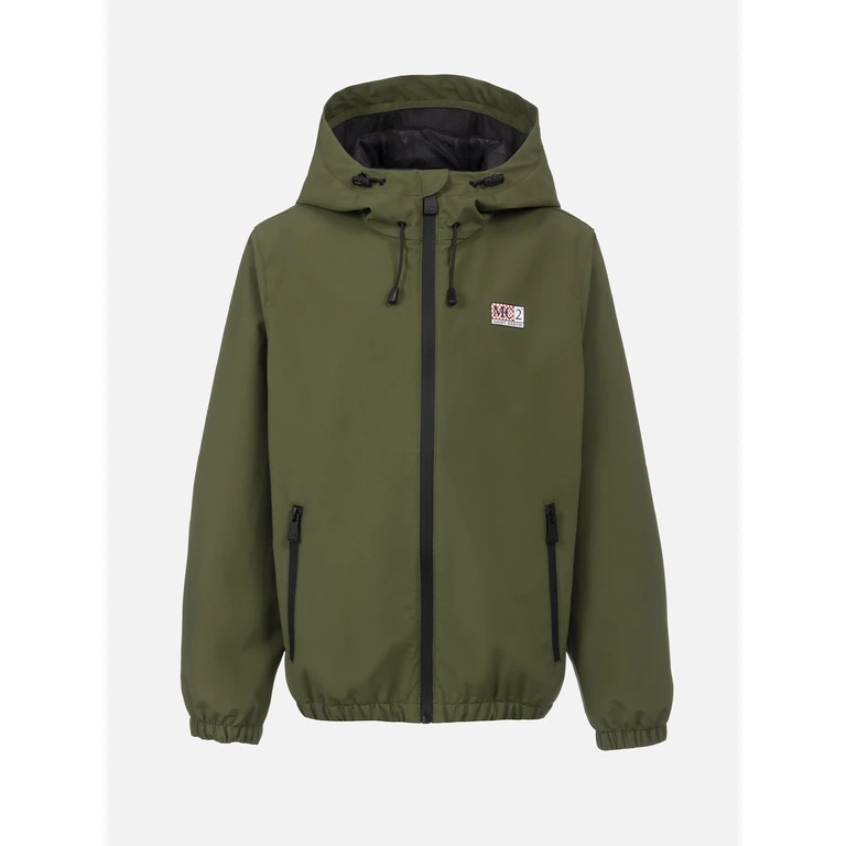 Mc2 Saint Barth Boy Hooded Lightweight Windbreaker Kauris Jr With Mickey Mouse Print Disney Special Edition Green Jacket