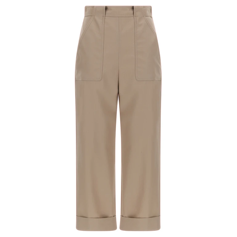 Max Mara Beige Cotton Casual Pants - Women