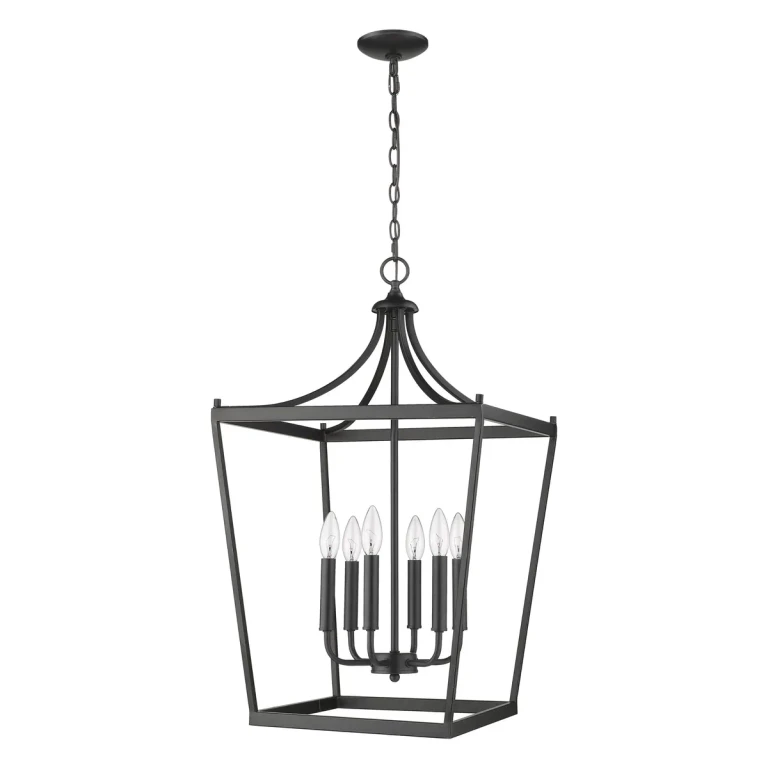 Matte Black Six Light Pendant from the Kennedy Collection