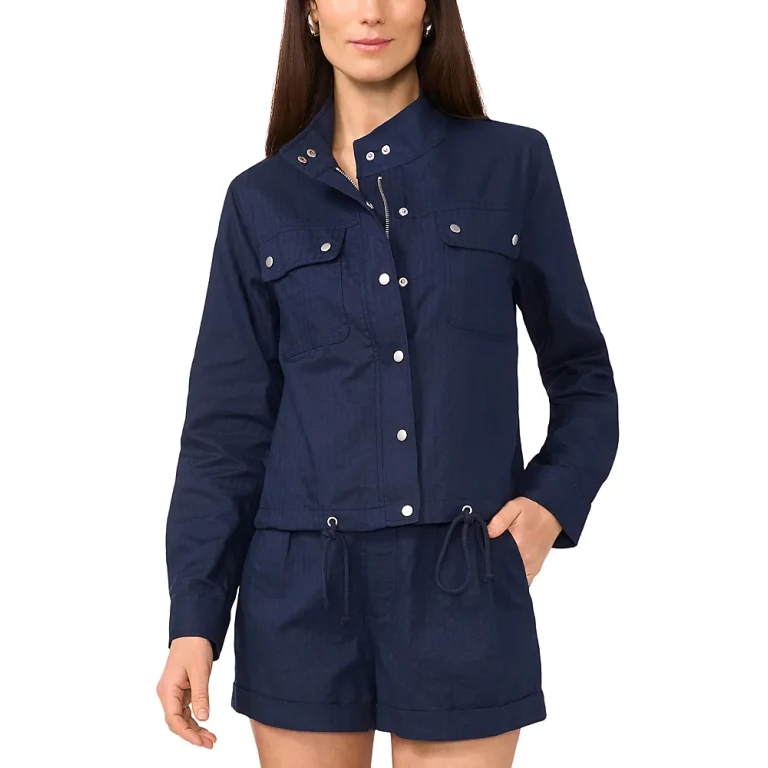 1.state Long Sleeve Snap Front Jacket